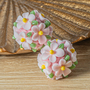Garden Dreams Boho Bead Pair in Pink Posies