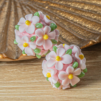 Garden Dreams Boho Bead Pair in Pink Posies