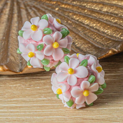 Garden Dreams Boho Bead Pair in Pink Posies