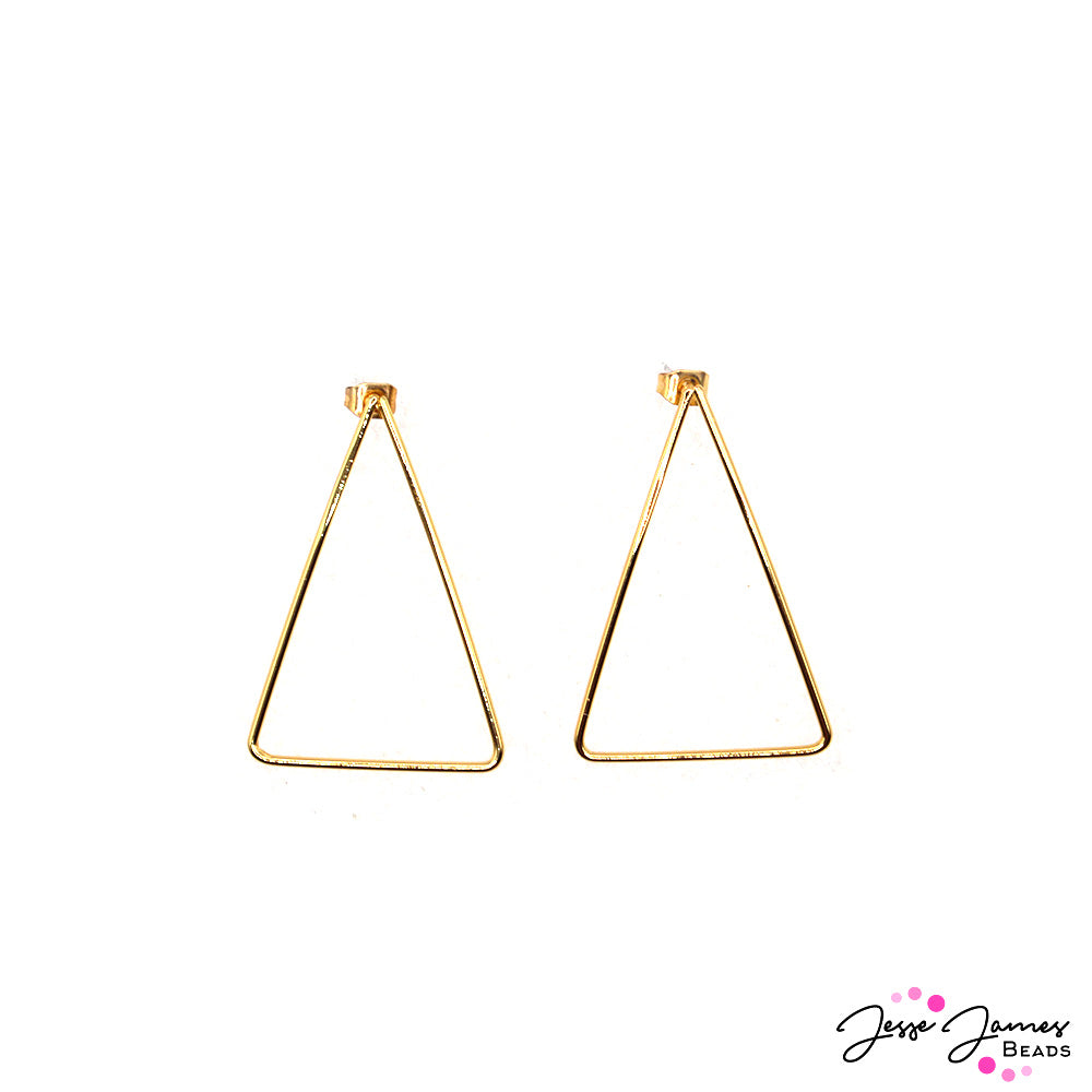 Geometric Triangle Earring Beadable Findings in Gold