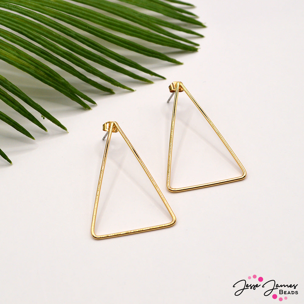 Geometric Triangle Earring Beadable Findings in Gold