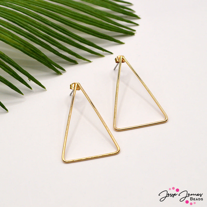 Geometric Triangle Earring Beadable Findings in Gold