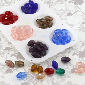 165pc Glass Bead Bundle in Faceted Olive Rainbow Raceway