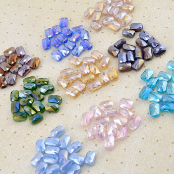 135pc Glass Bead Bundle in Faceted Rectangle-Shaped Sparkling Gemtones