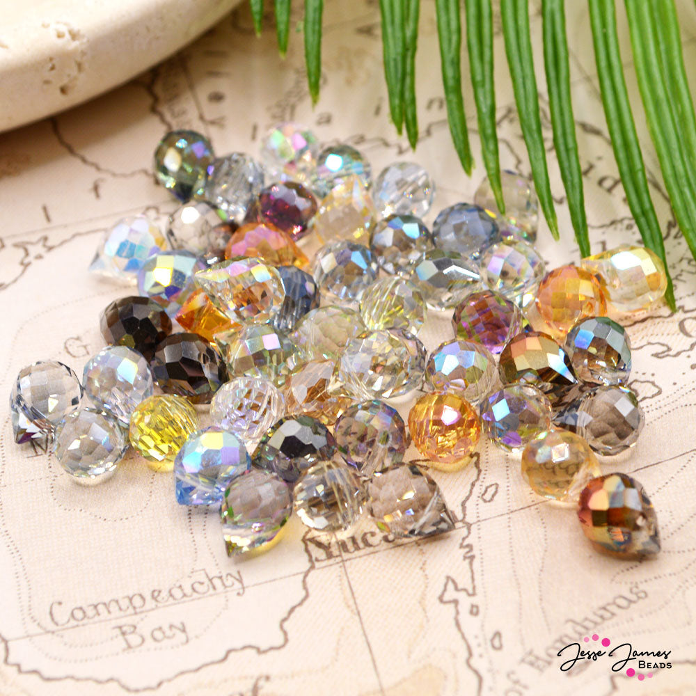 Glass Bead Set in Crystal Rainfall