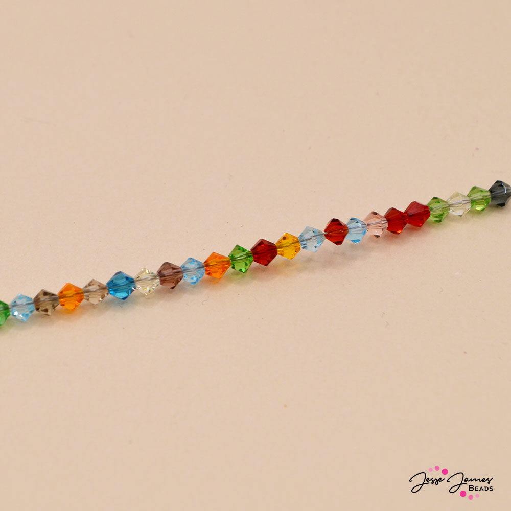 Glass Bead Set in Rainbow Bicones