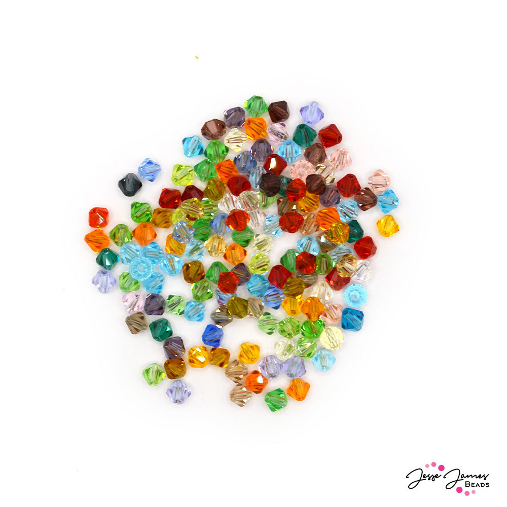 Glass Bead Set in Rainbow Bicones