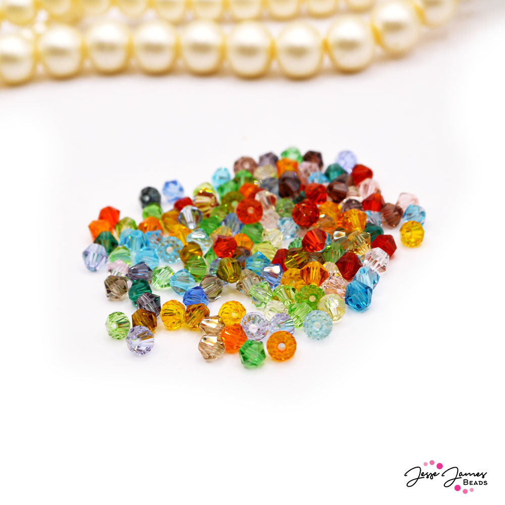 Glass Bead Set in Rainbow Bicones