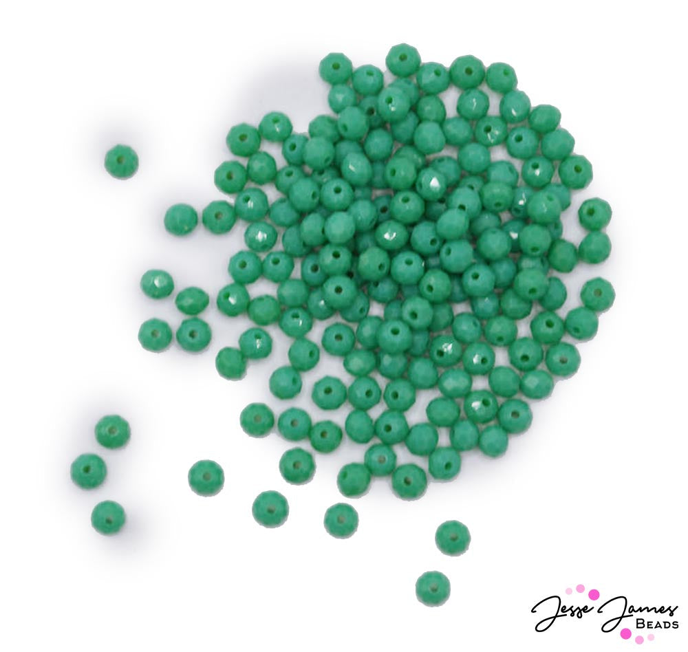 Ready to dive? These riptide inspired teal glass beads feature rich color. Their small size makes them perfect for creating earrings, bracelets, and more. 4mm sized beads. Approx. 110 beads per strand.