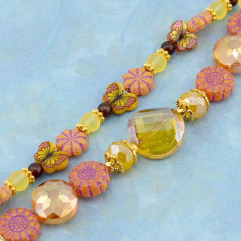 Glass Bead Strand Duo in Butterflies in Autumn Air