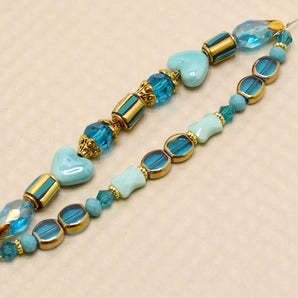 Glass Bead Strand Duo in Turquoise Sweethearts