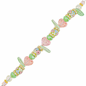 Glass Bead Strand in Blooming Hearts