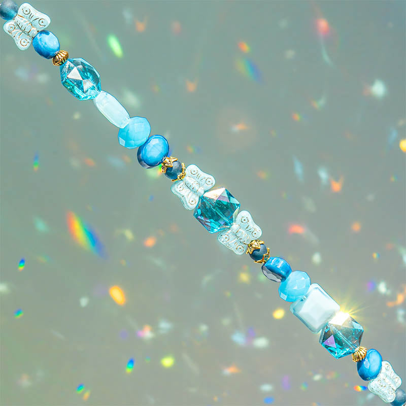 Glass Raspberry Beads Glass Bead Strand in Blue Raspberry Butterflies - Jesse James Beads