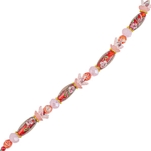 Glass Bead Strand in Strawberry Swirl