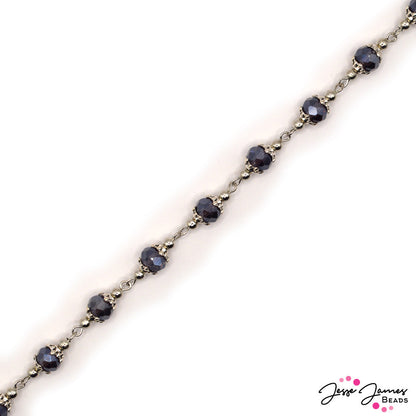 Beaded Chain in Faceted Dark Purple