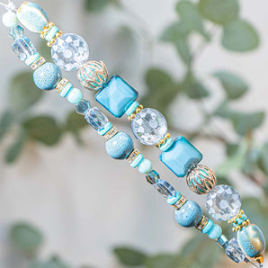 Glass & Stone Bead Strand Duo in High Tide