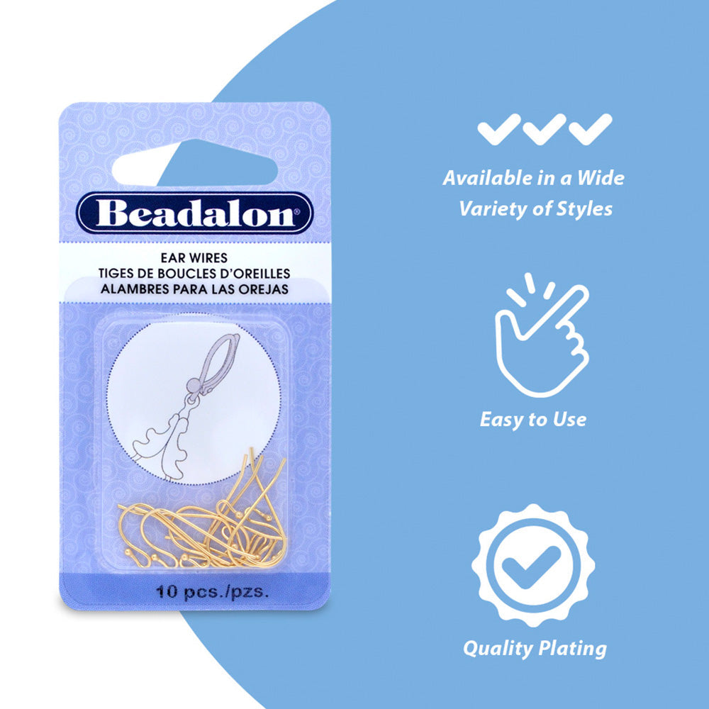 Create your own custom earrings with these trusty Beadalon dapped & Spring earring wires. These earring wires come in a pack of 20 pieces, ideal for creating up to 10 pairs of earrings. 