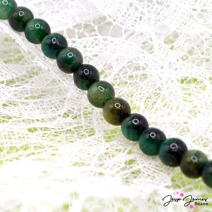 Green Tigereye Stone Bead Strand