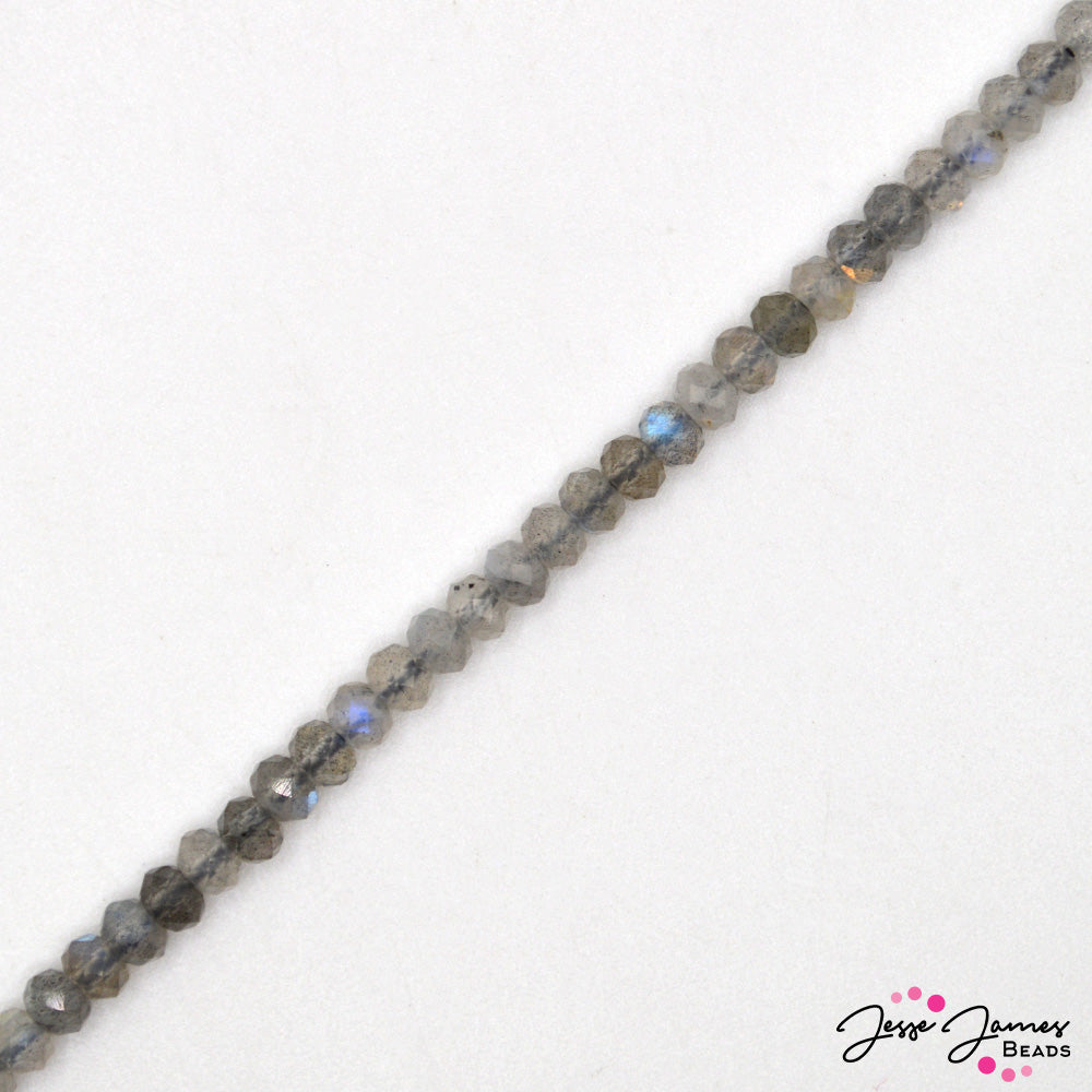 Grey Labradorite 3mm Faceted Bead Strand