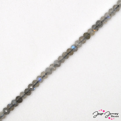 Grey Labradorite 3mm Faceted Bead Strand