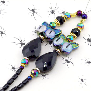 Halloween Bead Strand Duo in Black Cat Familiar