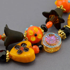 Lampwork Bead Strand Duo in Spooky Blooms