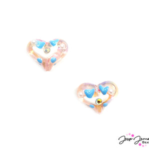 Cake Icing Acrylic Heart Bead Pair