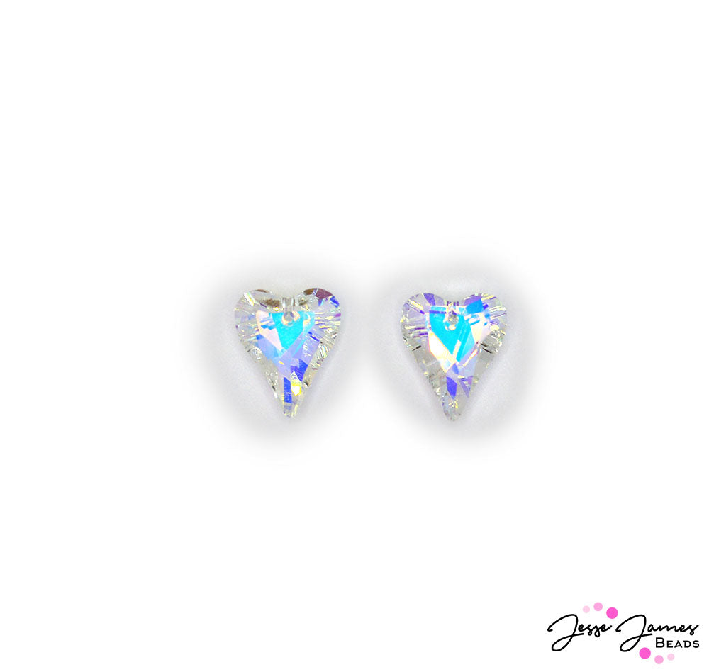 Crystal Heart Bead Pair 