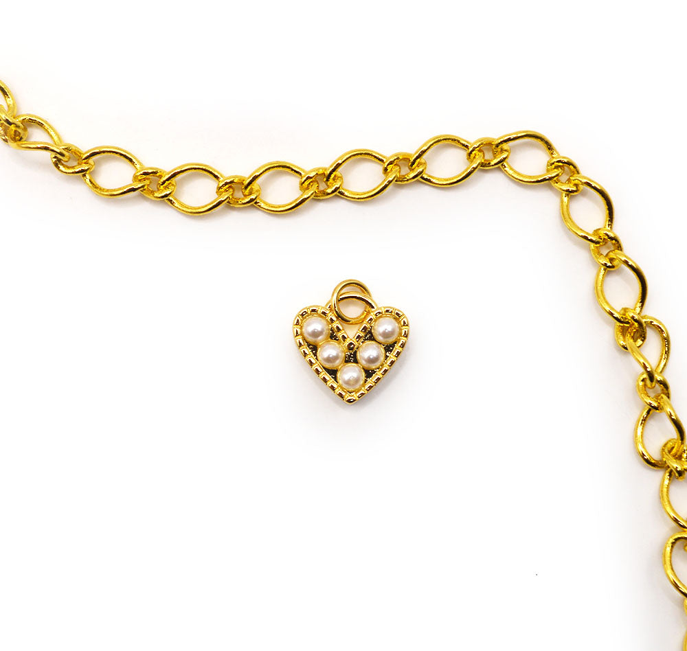 Gold-Plated Heart Pearl Charm