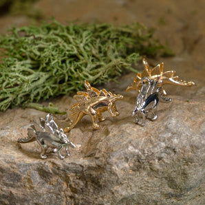 Herd Of Stegosaurus Brass Charm Pairs