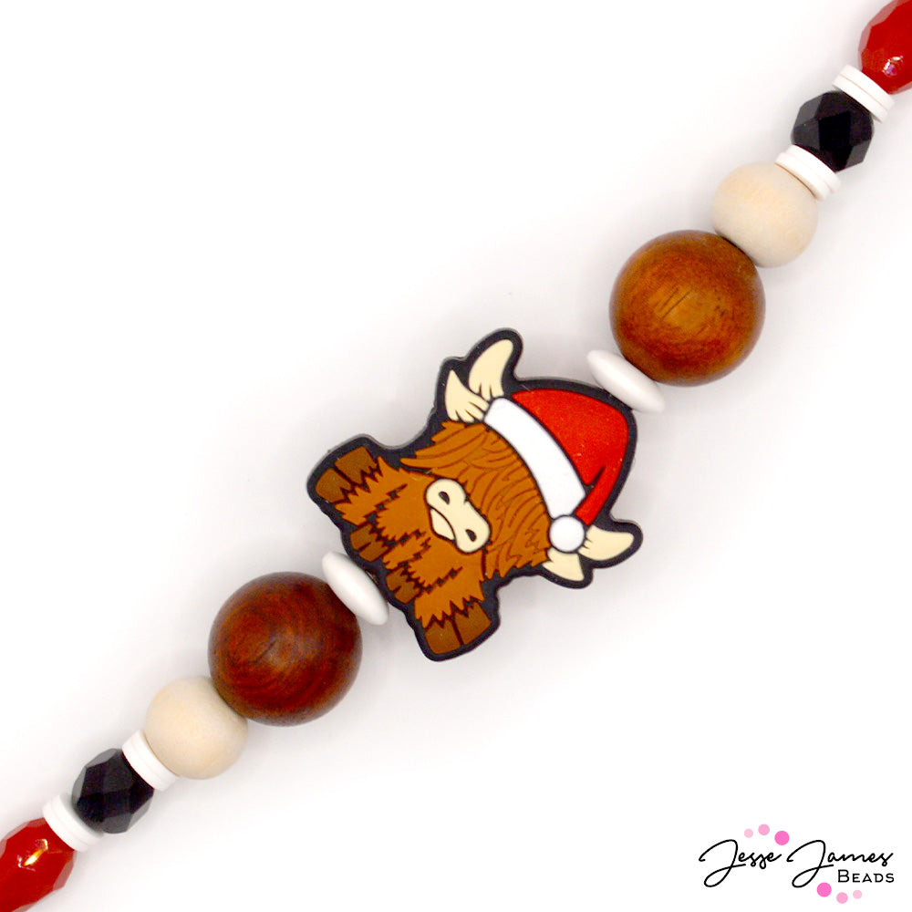 Holiday Highland Cow Shorty Bead Strand