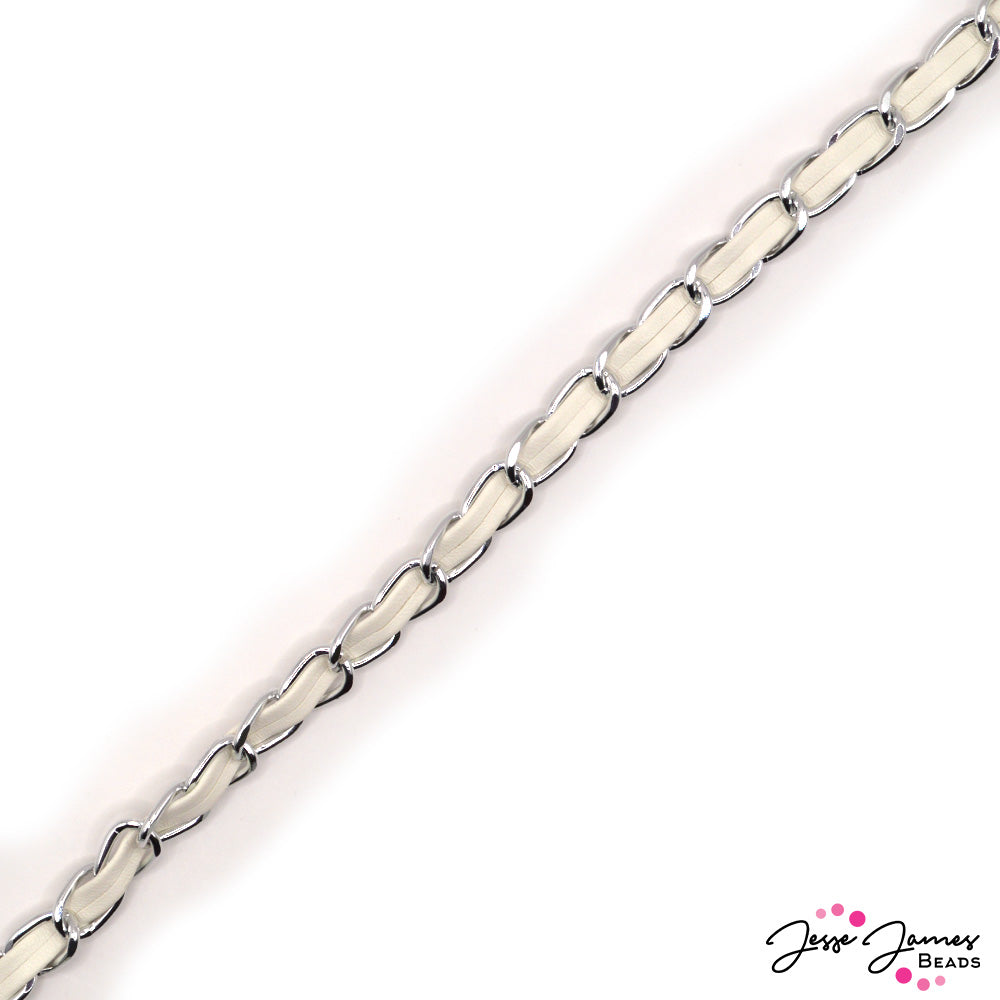 Illuminating Faux Leather Chain in Silver