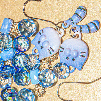 Bitty Kitty Blue Easy Earring Bead Mix