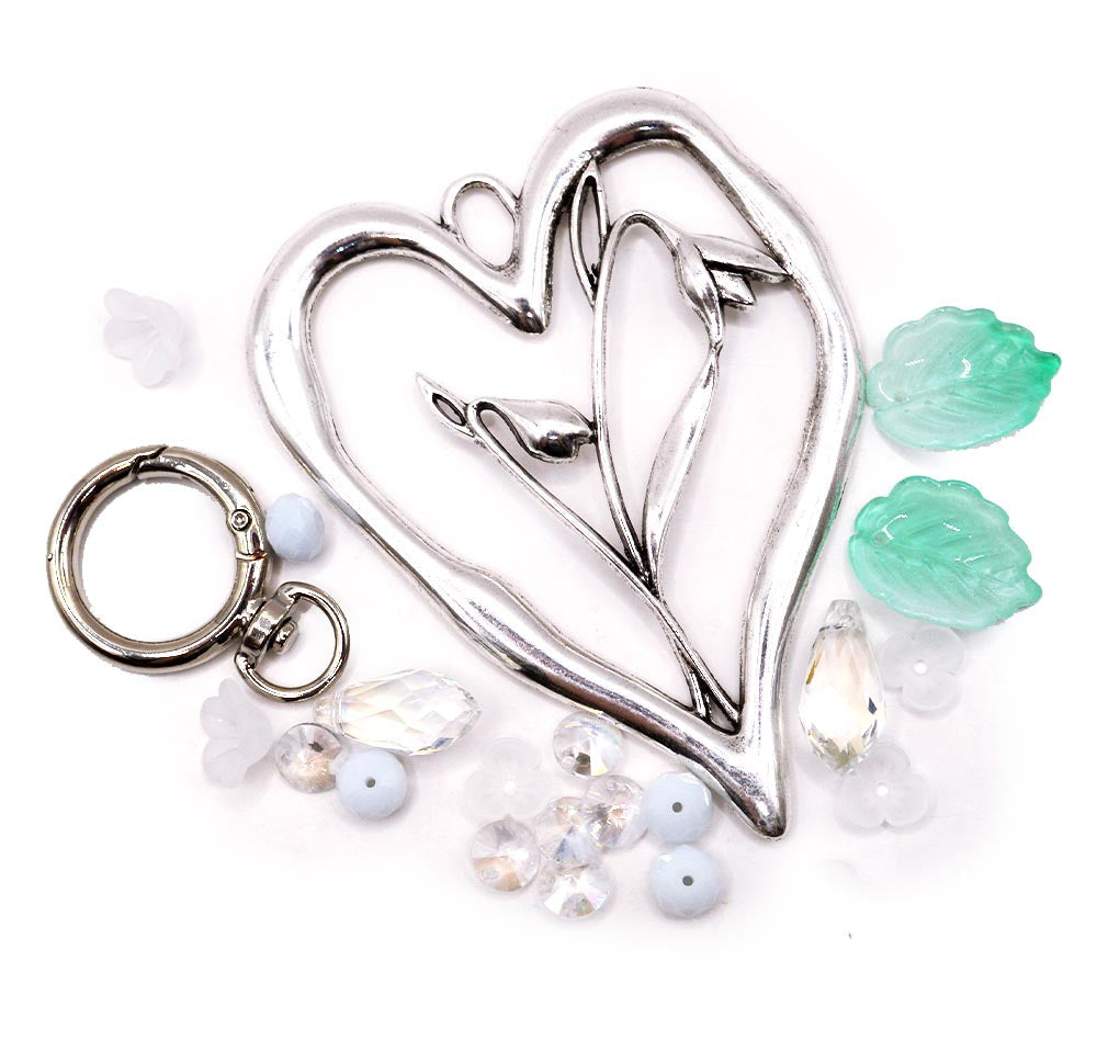 Birth Month Flower Keychain Kit in January White Snowdrops