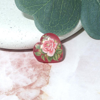 Japanese Tensha Heart Bead in Frosty Pink Rose