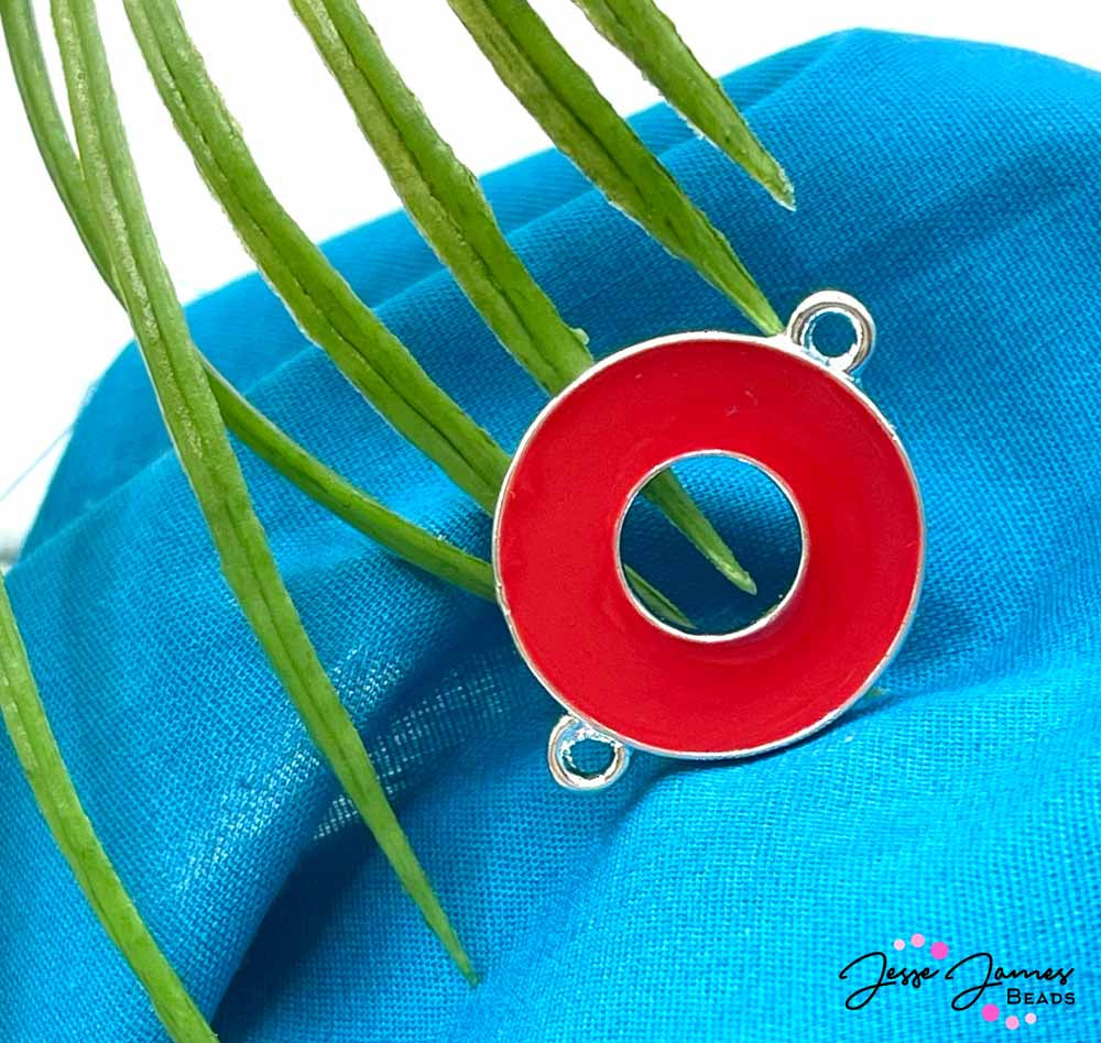 JPhresh Designs Donut Connector in Red and Silver