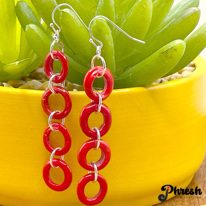 jPhresh Designs Red Donut Earrings