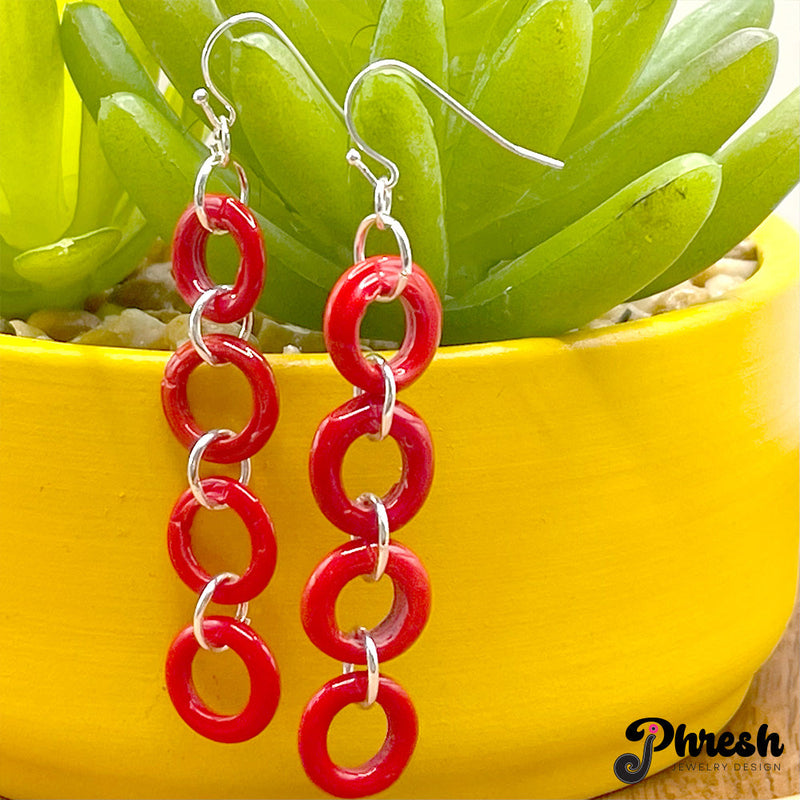 jPhresh Designs Red Donut Earrings