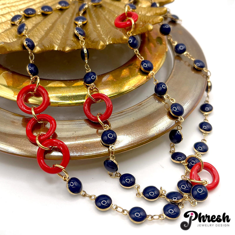 jPhresh Designs Red & Blue Necklace