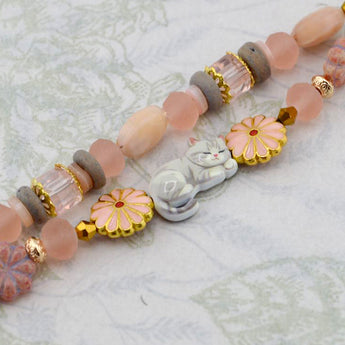 Kitty Cat Bead Strand Duo in Gracie Gray