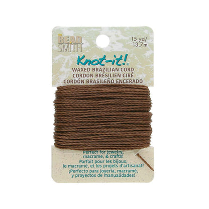 BeadSmith Knot It Waxed Poly Cord in Brown