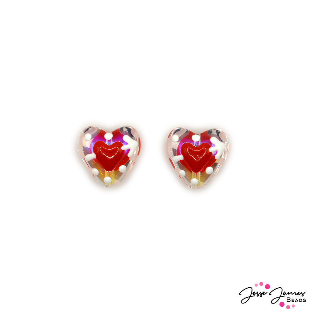 Lampwork Bead Pair in Love On The Brain