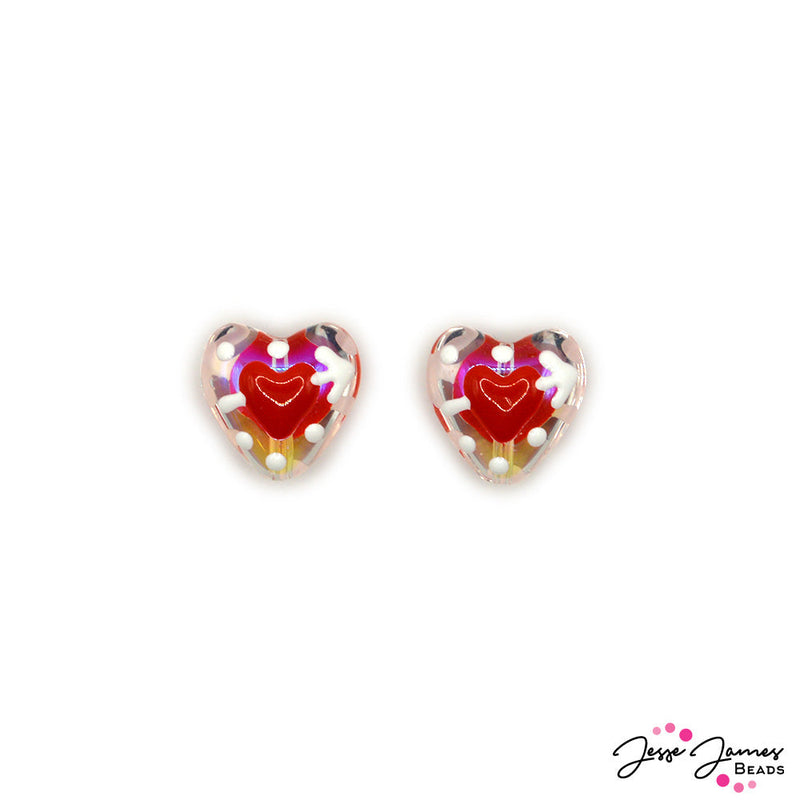 Lampwork Bead Pair in Love On The Brain