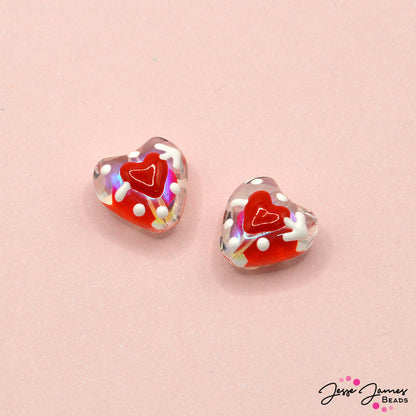 Lampwork Bead Pair in Love On The Brain