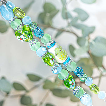 Lampwork Bead Strand Duo in Fancy Froggy