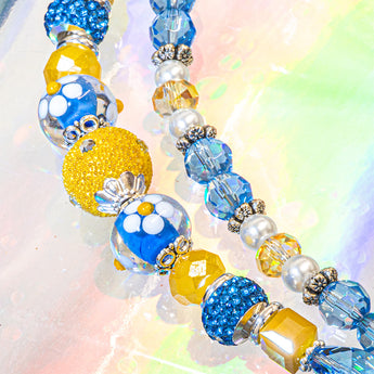 Lampwork Bead Strand Duo in Lilac Daisies