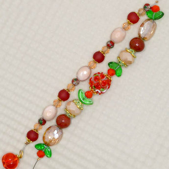 Lampwork Bead Strand Duo in Tomato Blossoms