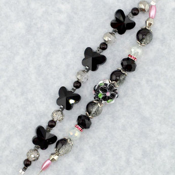 Lampwork Bead Strand in Midnight Fairy Garden