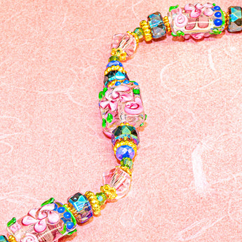 Lampwork Bead Strand in Floral Frenzy