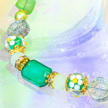 Lampwork Bead Strand in Grasslands & Dandelions
